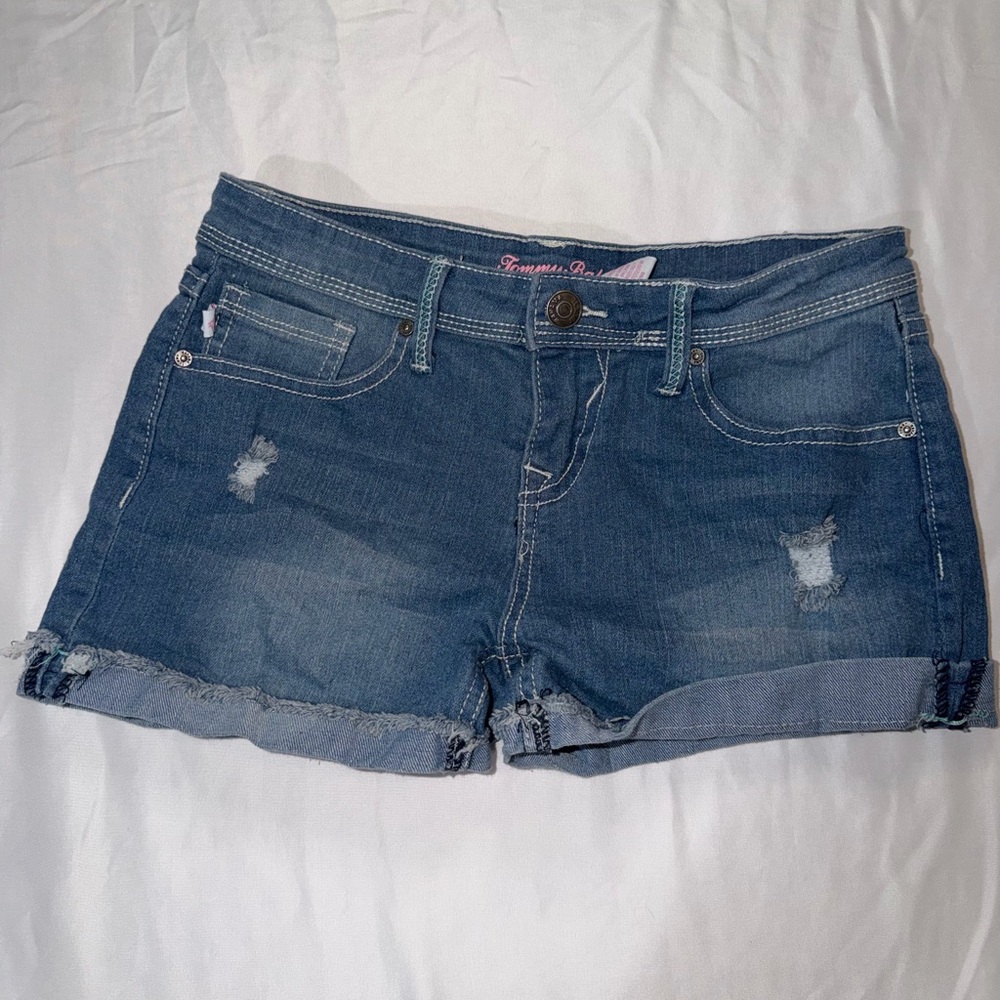 Tommy Bahama Girls Blue Denim Distressed Shorts
